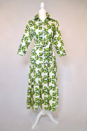 Waverly Tiered Dress in Green and White Camellia
