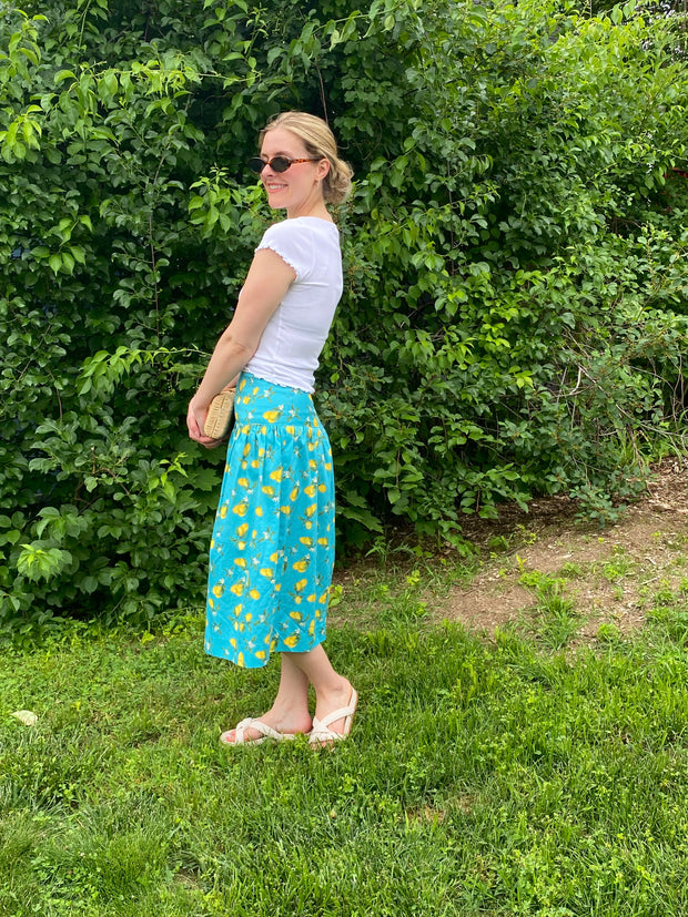 Yoke Skirt in Lemon Print
