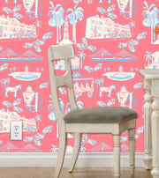 Charleston Toile Wallpaper- in Two Colorways