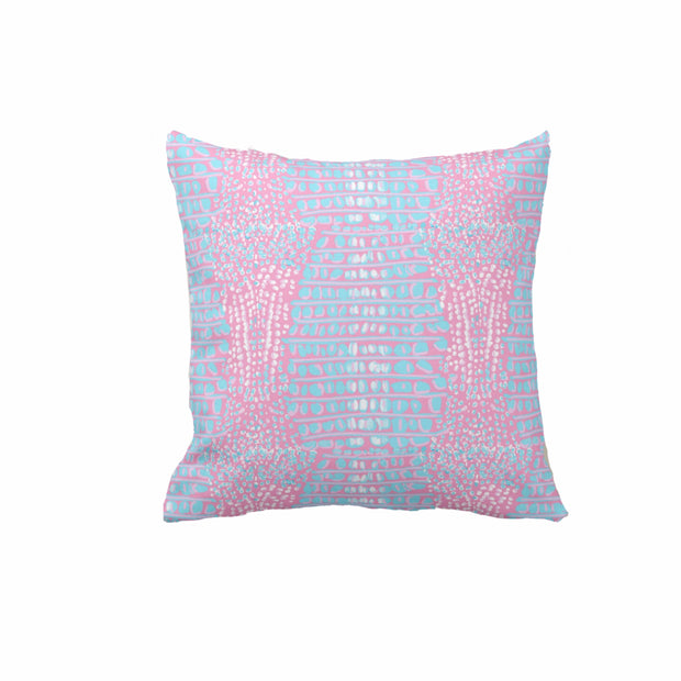 Gator Pillow in Pink, Lime and Aqua