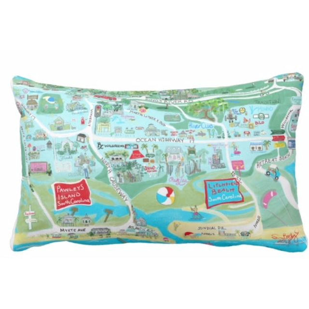 Pawleys Island Map Lumbar Pillow