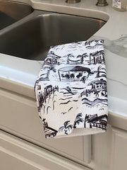 Pawleys Island Toile Black and White Toile Kitchen Towel