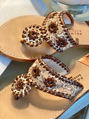 Palm Beach Sandals X Susan Albright Leopard Crab Print