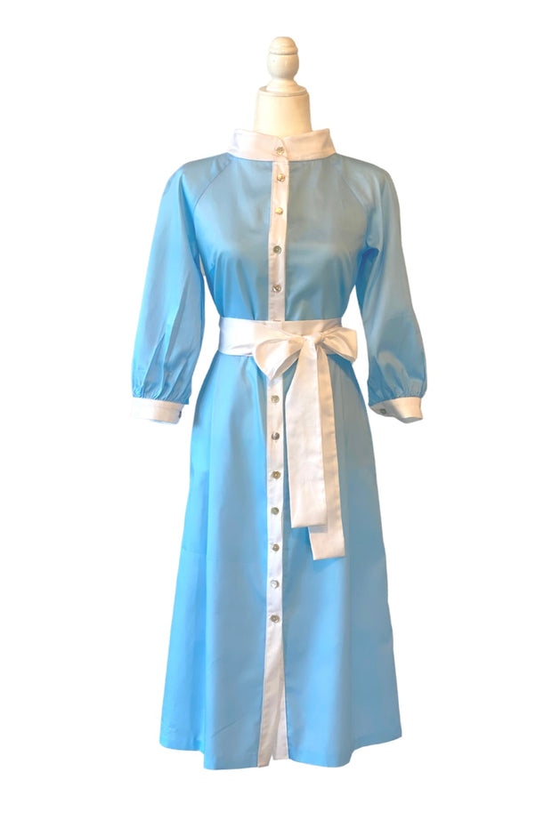 Charleston Midi Dress with Straight Skirt in Sky Blue