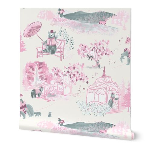 Mountain Toile Peel and Stick Wallpaper in Blue or Pink