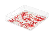Small Pawleys Island Toile Tray- Red, Blue or Pink