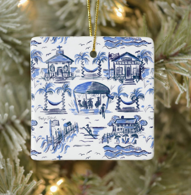 Pawleys Toile Blue and White Ornament