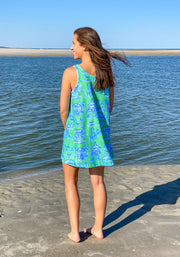 Towel Dress- green and blue toile or pink and orange toile