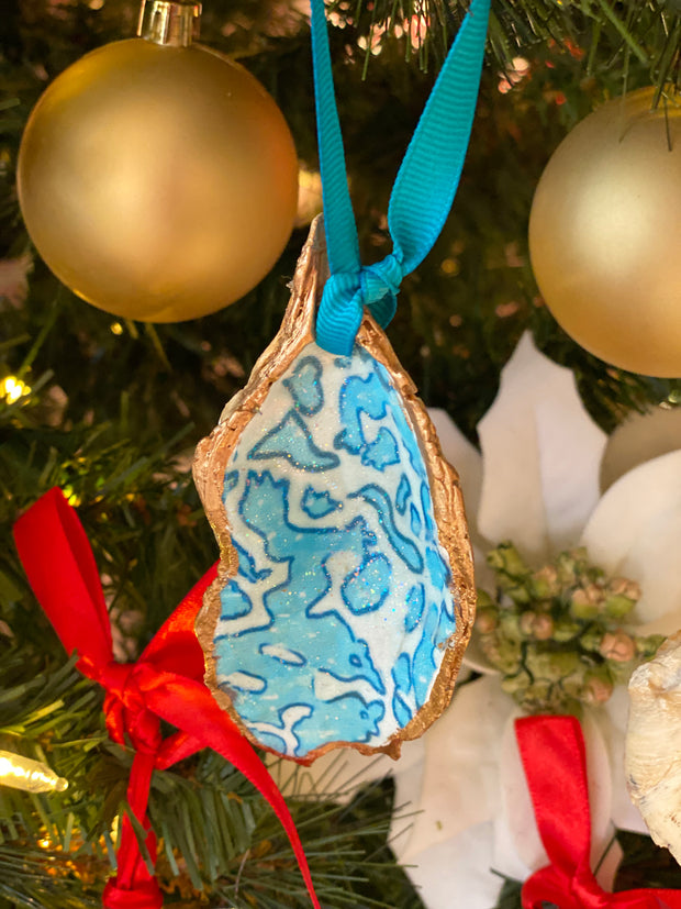Oyster Ornament with The Leopard Gator Print