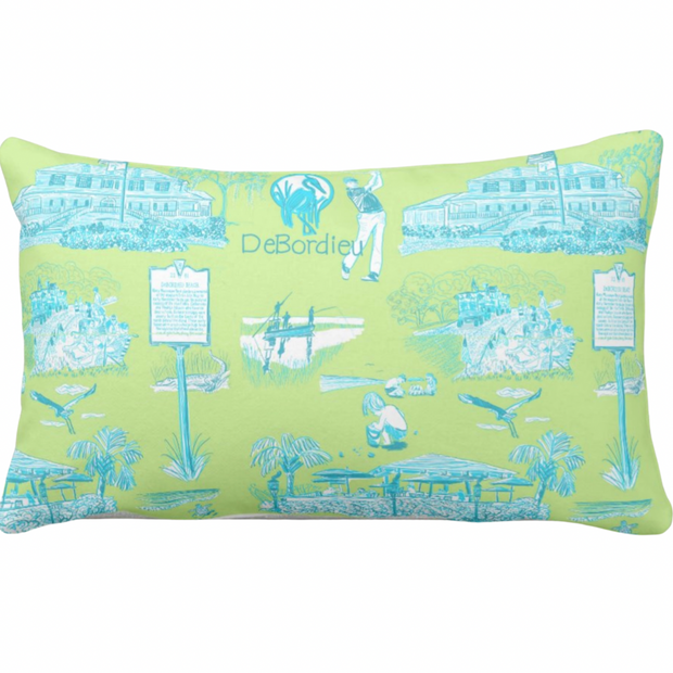 DeBordieu Outdoor Lumbar Pillow in Navy, Lime and Aqua